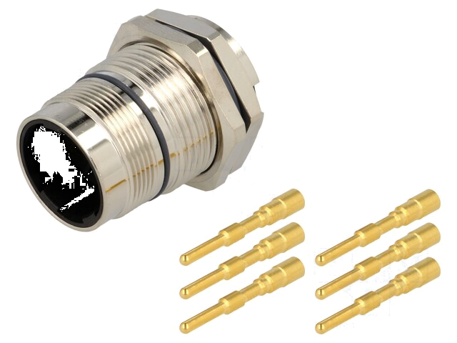 Connector: M23; contact; PIN: 6; mannelijk; klemmen; 28A; verguld Connector: M23; contact; PIN: 6; mannelijk; klemmen; 28A; verguld